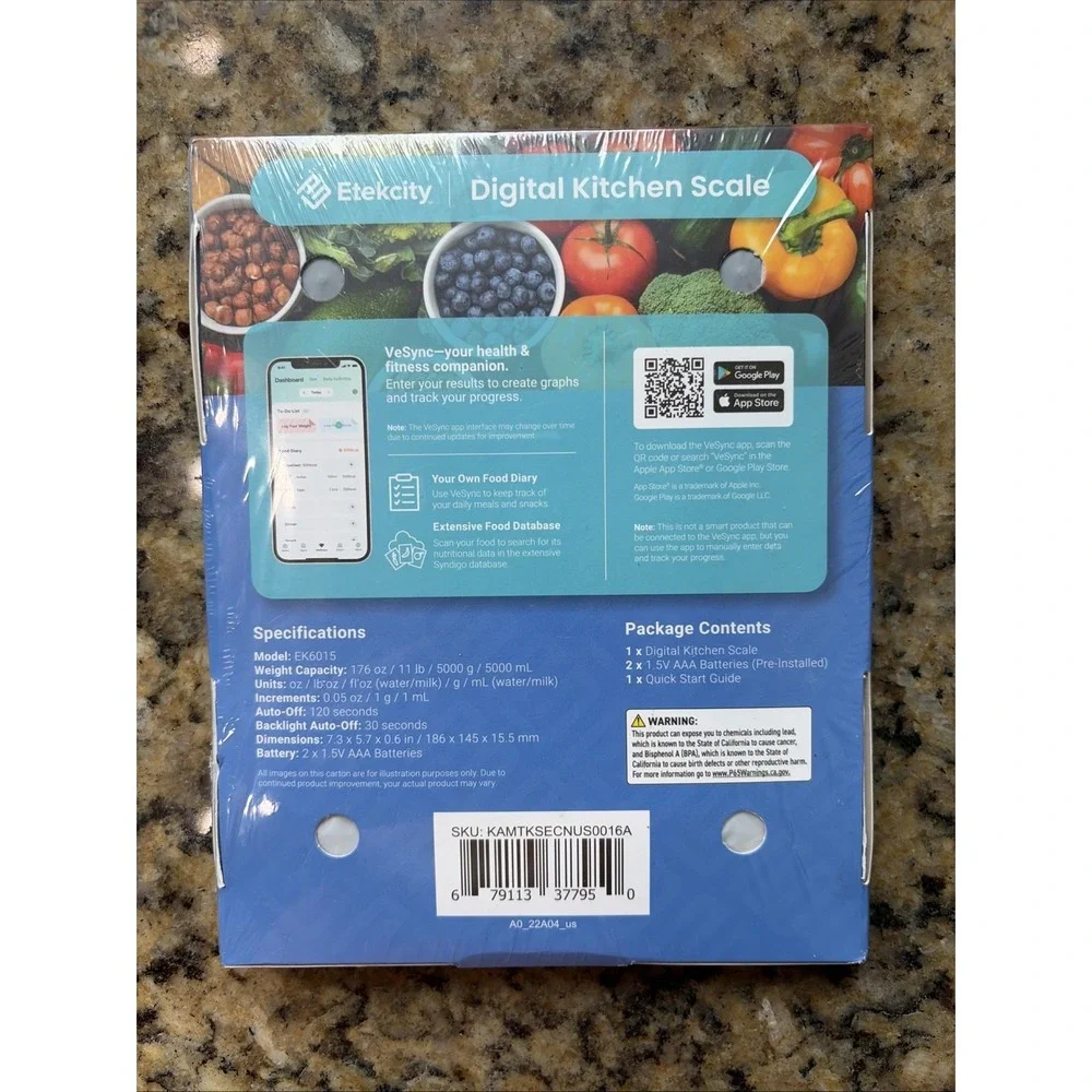 Etekcity Stainless Steel Digital Kitchen Food Scale EK6015 NEW SEALED